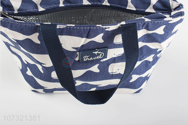 New Fashion Cotton And Linen Zipper Insulation Bag Waterproof Portable Lunch Bento Bag