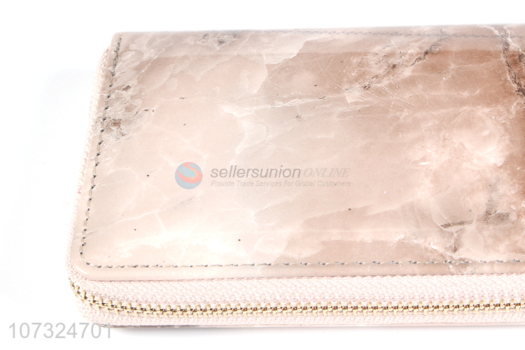 Wholesale popular leather women wallets long zipper purse