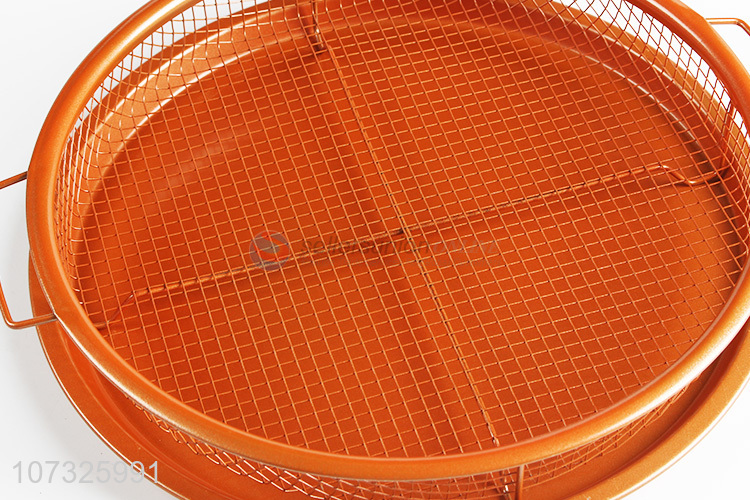 Best Sale 2 Pieces Crispy Tray Copper Fry Basket Baking Tray With Two Handles
