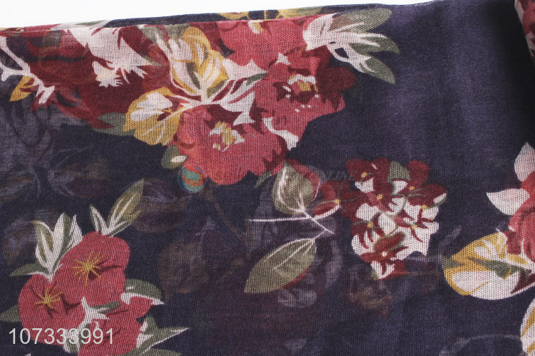Good quality fashion flower printed ladies scarf for spring