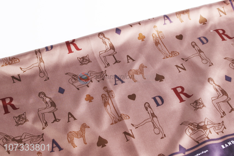 Suitable price letters printed ladies square scarf satin scarf
