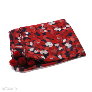 Bottom price fashion flower printed ladies scarf for spring