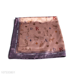 Suitable price letters printed ladies square scarf satin scarf