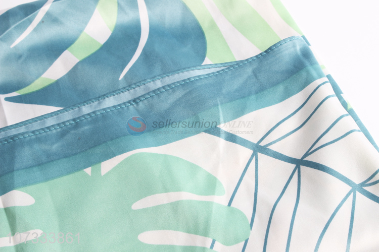 Superior quality comfortable elegant green leaf printed women square scarf