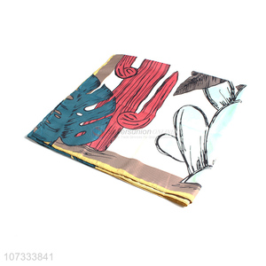 Latest style plant printed ladies square scarf for spring