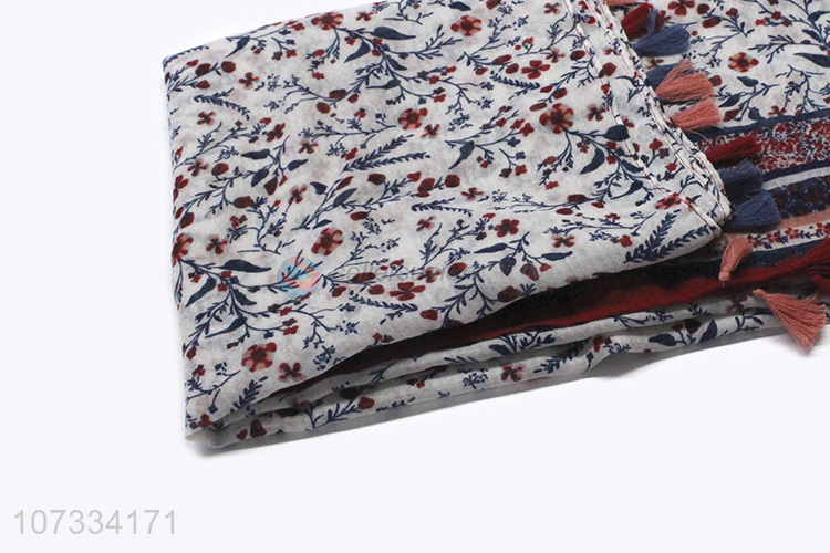 Factory price popular soft flower printed ladies scarf