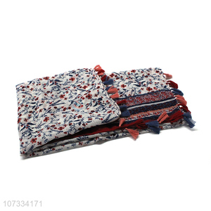 Factory price popular soft flower printed ladies scarf