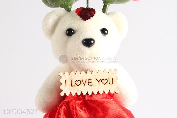 Latest design decorative bear artificial flowers fragrant soap roses