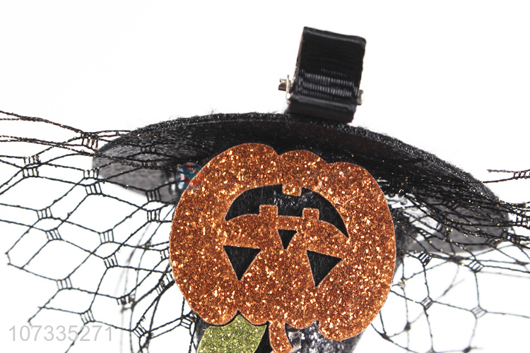 Competitive Price Glitter Pumpkin Hat Hair Clip For Halloween Decorations