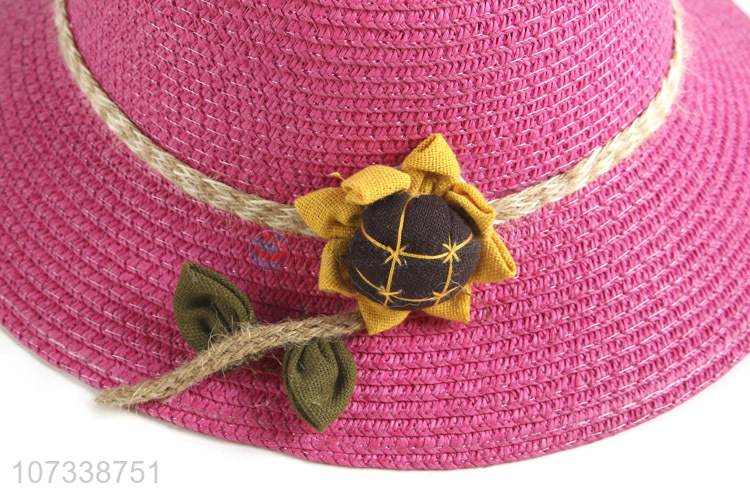 Hot Sale Children Summer Beach Hats Sunflower Decoration Straw Hats