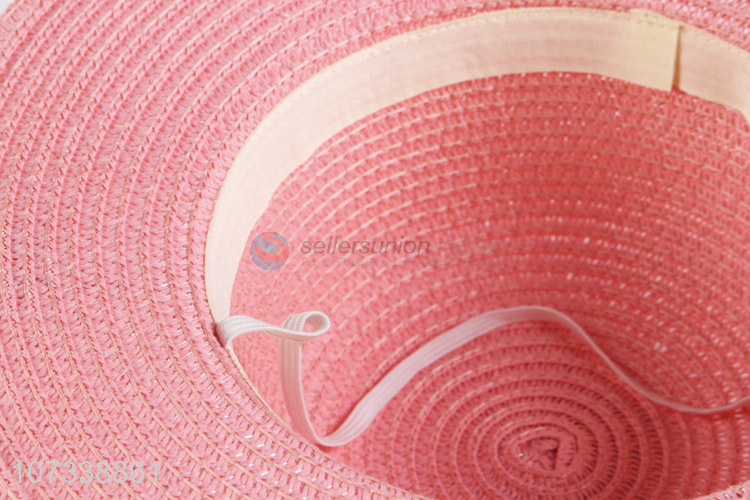 Wholesale Child Girls Straw Sun Hat Kids Large Brim Beach Summer Sunshade Hat