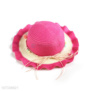 Wholesale Sweet Kids Children Girls Toddler Bowknot Sun Cap Straw Hat