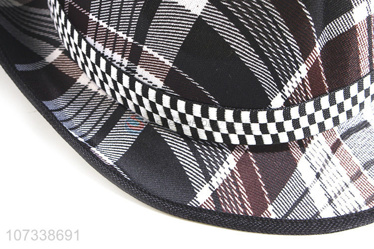 Unique Design Plaid Panama Hats Fashion Adults Polyester Cap