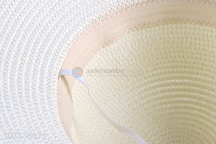 Wholesale Lady Summer Floppy Paper Straw Hat Bowknot Flower Decoration