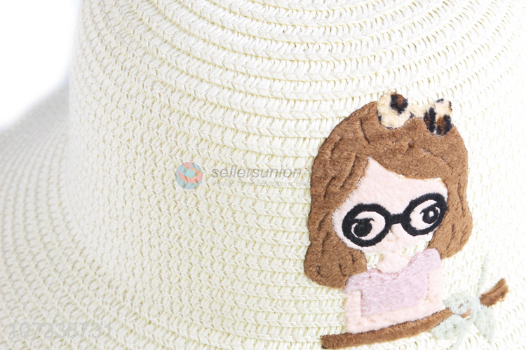 Cheap Fashion Cartoon Girls Design Children Beach Sun Straw Hat