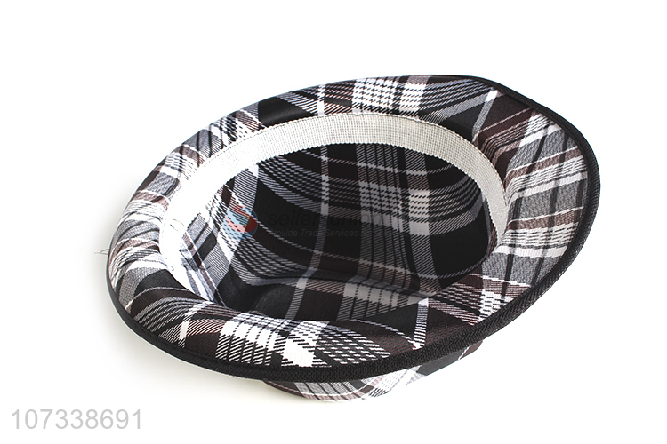 Unique Design Plaid Panama Hats Fashion Adults Polyester Cap