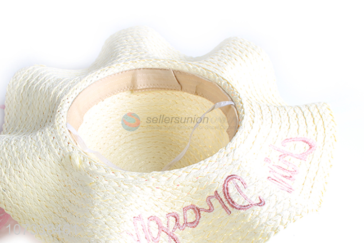 Premium Quality Women Embroidered Sun Protection Paper Straw Floppy Hat