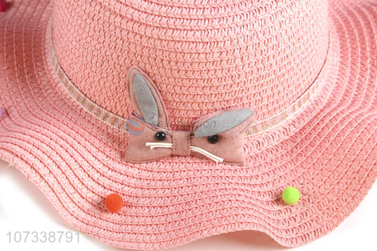 High Quality Wide Brim Wave Childrens Sun Floppy Straw Hat