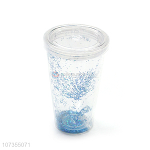 Popular products glitter water tumbler juice cup with lid & straw