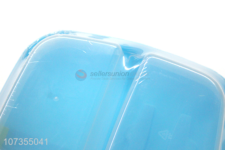 Low price bpa free 3 sections plastic lunch box with cutlery