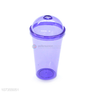 Promotional cheap plastic water tumbler mugs with dome lid & straw