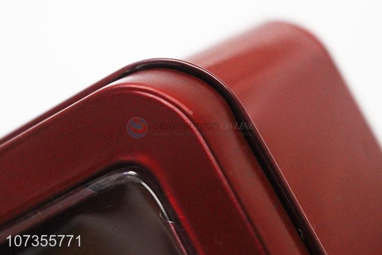 Unique design iron cookies jar tinplate candy box with window