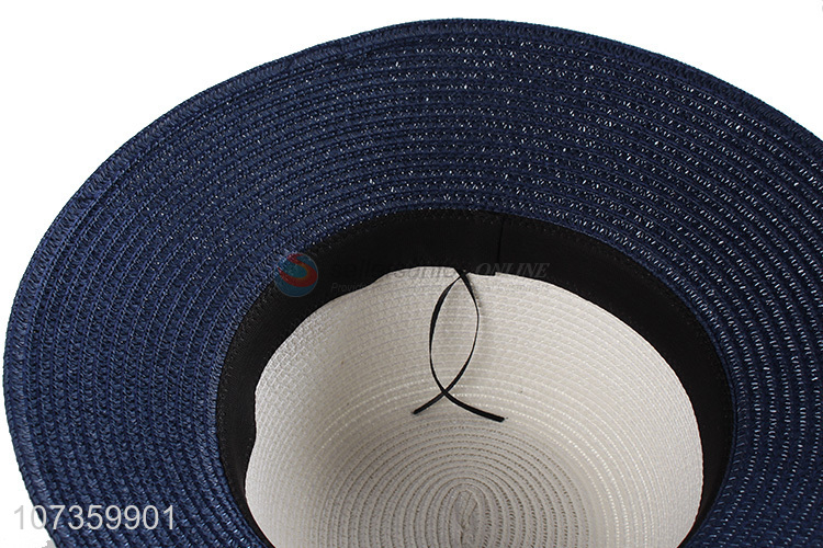 New Style Color Matching Round Cap Straw Hat