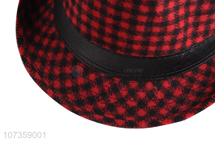 Best Selling Plaid Wool Felt Fedora Hats Wholesale