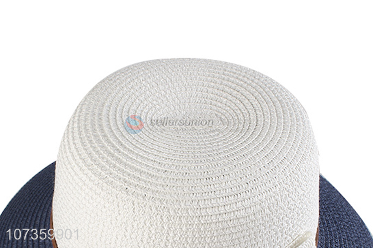 New Style Color Matching Round Cap Straw Hat