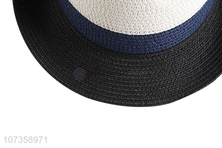 New Style Mens Color Matching Straw Fedora Hats