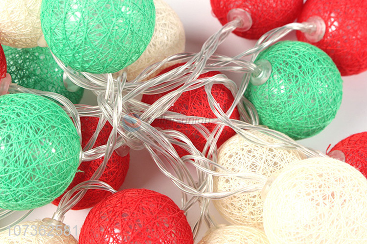 Best Sale Holiday Room Decoration Cotton Ball String Lights Christmas Led Lights
