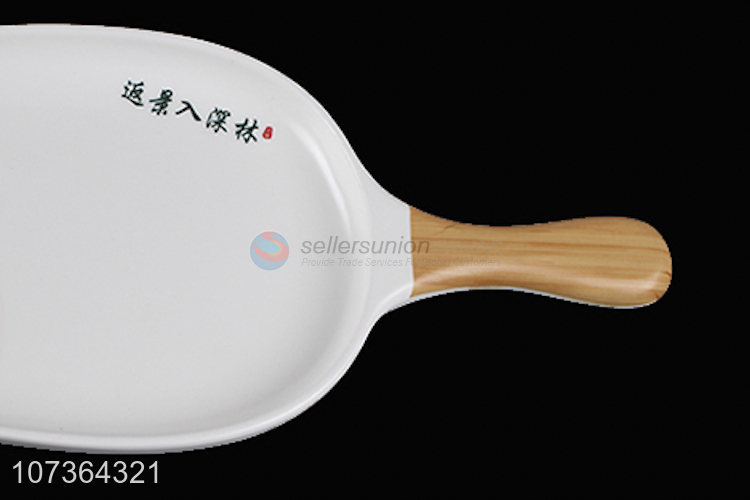 Delicate Design Plant Pattern Melamine Plate With Handle