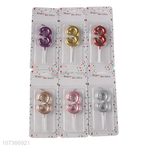 Best Price Birthday Party Cake Decoration Number 3 Paraffin Wax Candle