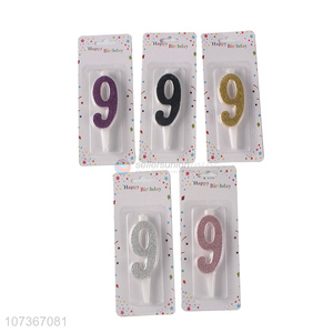 Wholesale Number 9 Birthday Candle Glitter Decor Birthday Party Cake Candle