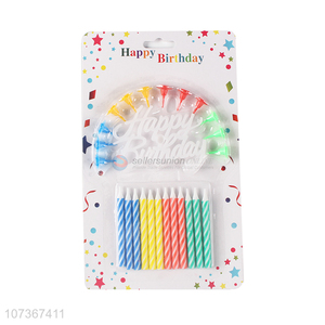 Paraffin Wax Colorful Spiral Birthday Cake Decoration Candles And Holders