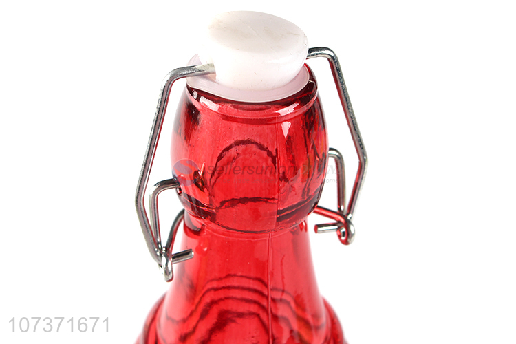 Best Sale Colorful Glass Beverage Enzyme Bottle With Buckle Lid