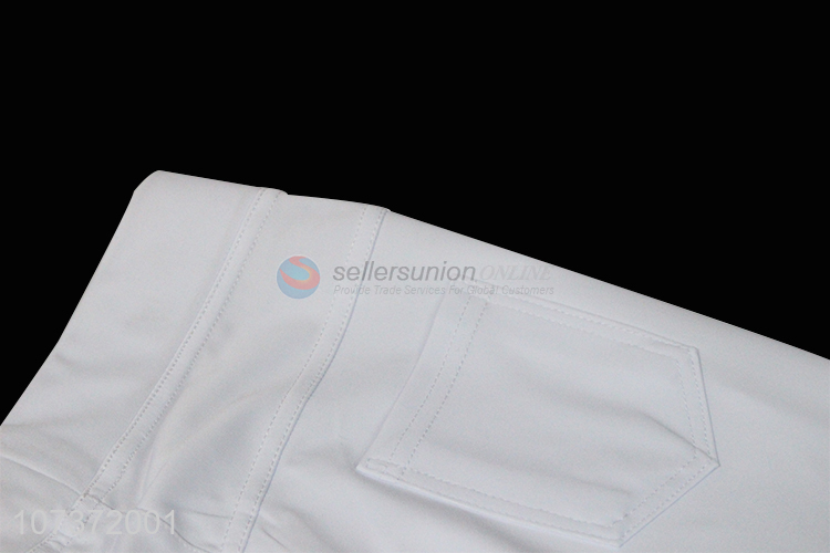 High Quality Elastic Waist Casual Pants White Trousers