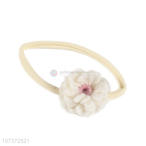 Custom Kids Elastic Headband With Handmade Woolen Flower