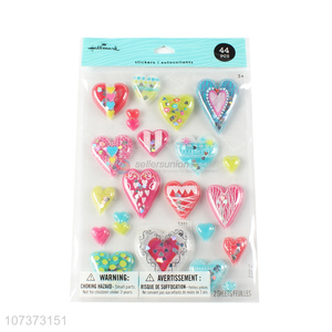 Cute design inflated heart sticker fashion puffy pvc stickers