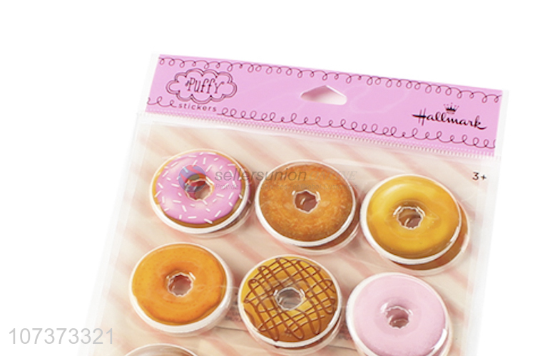 Most popular cute doughnut shape puffy pvc sticker 3d stickers