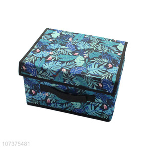 Best quality folding green forest nonwoven storage box home storage bins with lid