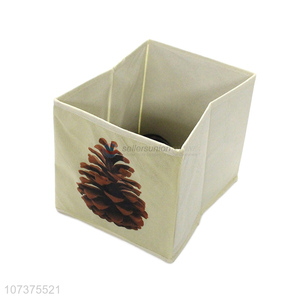 Factory wholesale pinecone printed folding nonwoven storage box home storage bins