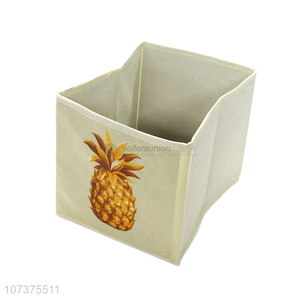 Low price pineapple printed foldable non-woven storage box for home decoration