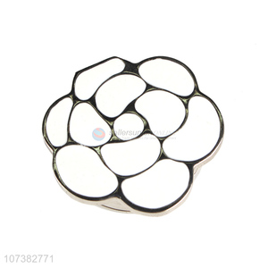 Hot products flower shape enamel alloy cosmetic mirror with drawstring bag