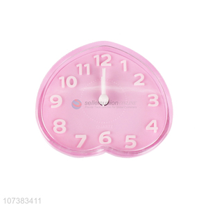 Bottom Price Pink Heart Shape Plastic Quartz Alarm Clock