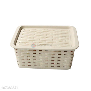 Good Quality Plastic Woven Storage Basket With Cover