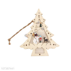 New style led light mini wooden Christmas tree tabletop decoration