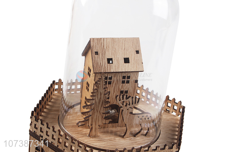 China supplier led light wooden castle Christmas ornaments tabletop decoration