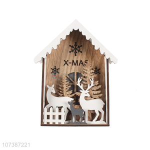 Suitable price led light wooden house Christmas ornaments tabletop decoration