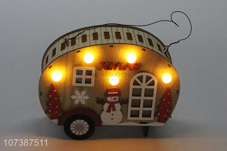 Recent design led light wooden car Christmas ornaments tabletop decoration